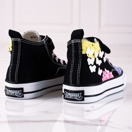 Sneakers alte per bambini Shelovet nere con fiori nero multicolore 1