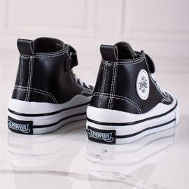 Sneakers alte per bambini Shelovet realizzate in pelle ecologica di colore nero 1