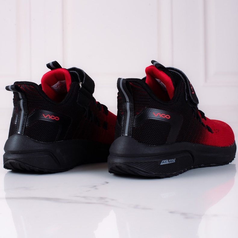 Scarpe sportive per bambini Vico, colore nero chiaro e rosso 1