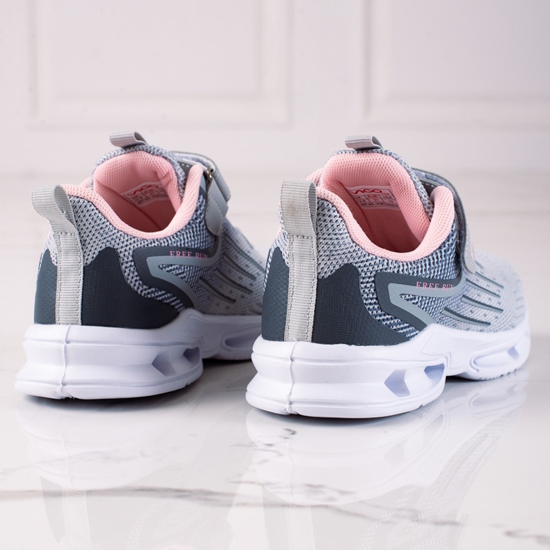 Sneakers da bambina Vico, tessuto grigio rosa 1