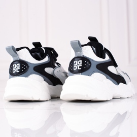 Sneakers per bambini Shelovet su suola spessa in bianco e nero grigio 1