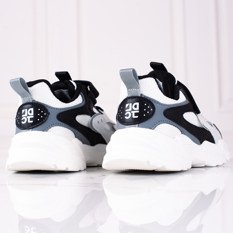 Sneakers per bambini Shelovet su suola spessa in bianco e nero grigio 1