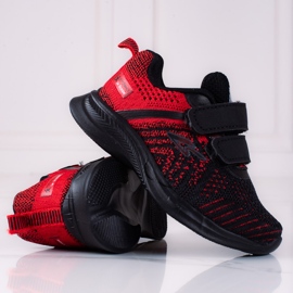 Sneakers per ragazzi Shelovet in materiale rosso e nero 1