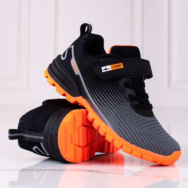 Scarpe sportive da ragazzo Vico con suola arancione nero grigio 1