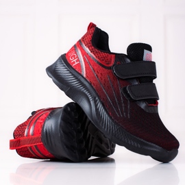 Sneakers da bambino Shelovet con doppio velcro nere e rosse nero rosso 2