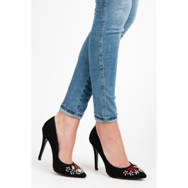 Weide Tacchi in camoscio con cristalli nero 2