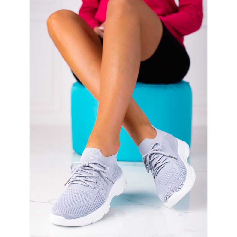 Shelovet scarpe sportive da donna con allacciatura colore grigio 1