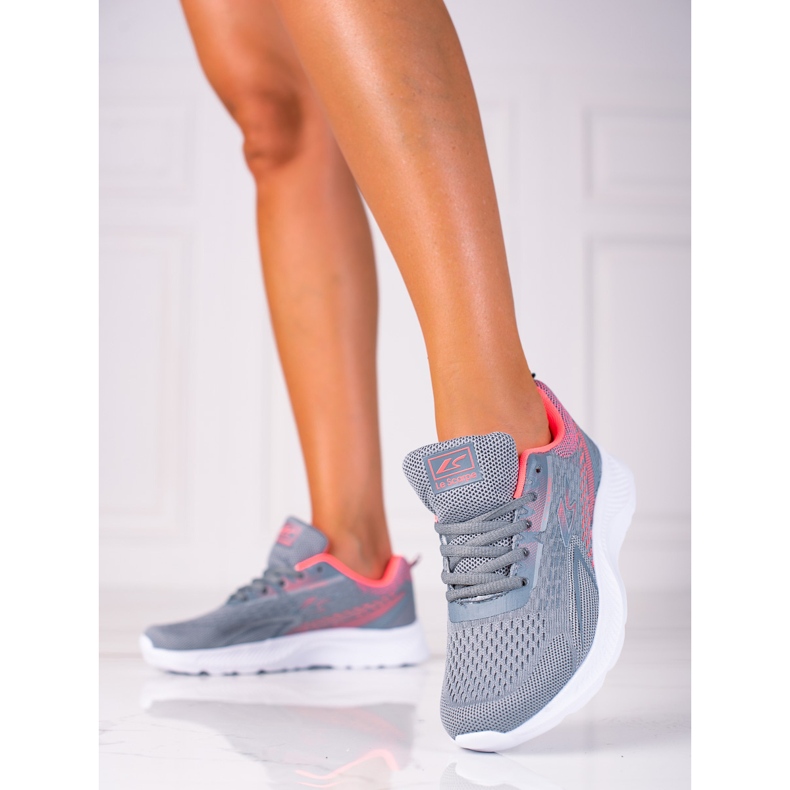 SHELOVET Scarpe sportive stringate grigio chiaro con suola bianca 1