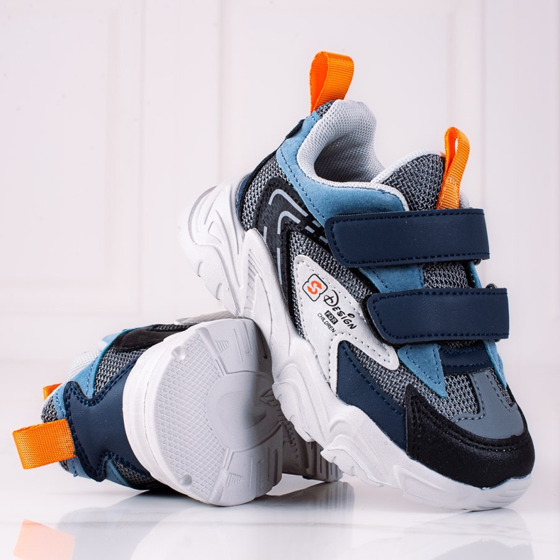 Sneakers da ragazzo Shelovet su una spessa suola grigia blu grigio 1