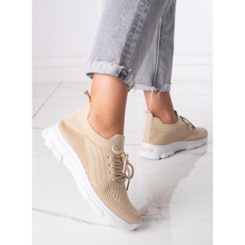 Shelovet scarpe sportive da donna con lacci colore beige 1