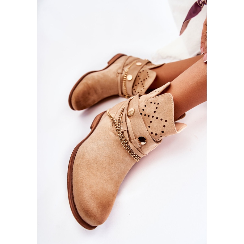 WS1 Stivaletti In Pelle Scamosciata Su Un Verine Beige Con Zeppa Nascosta 1