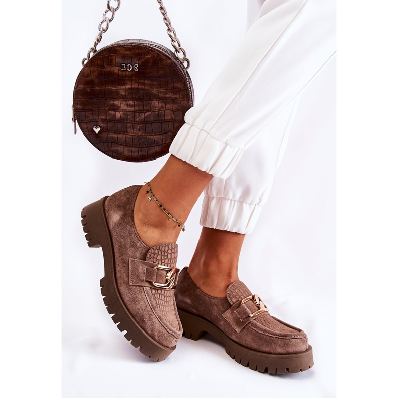 PL5 Mocassini alla moda in pelle scamosciata Rayhan marrone chiaro beige 2