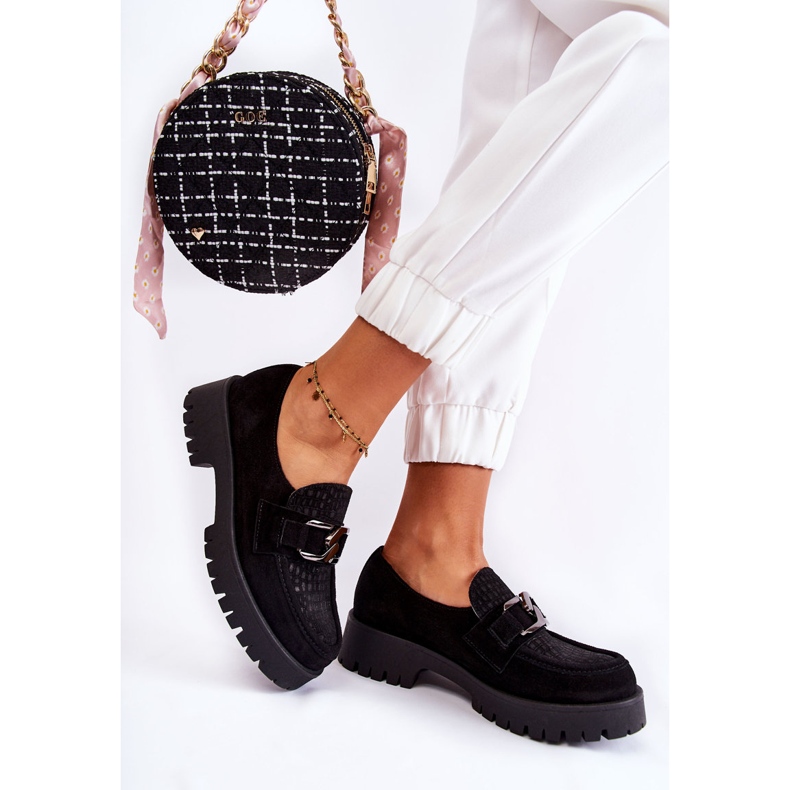 PL5 Mocassini alla moda in pelle scamosciata neri Rayhan nero 2