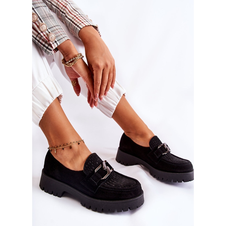 PL5 Mocassini alla moda in pelle scamosciata neri Rayhan nero 1