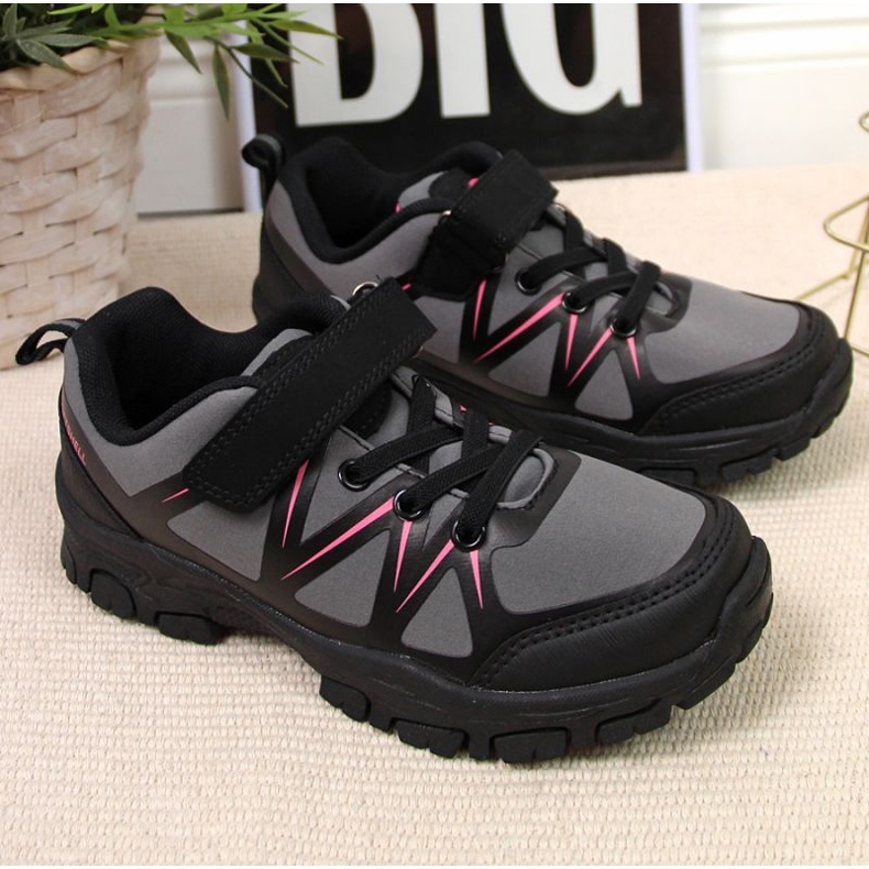 Scarpe da trekking con velcro American Club Jr AM902A grigie grigio 2