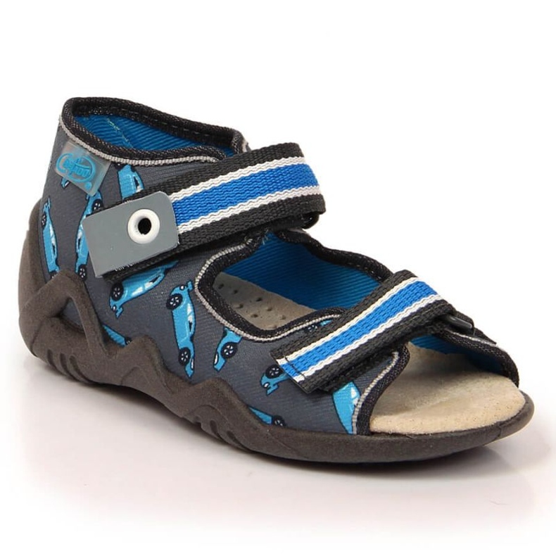 Ciabatte in velcro con racer grigio e blu Befado Jr BEF14B 2