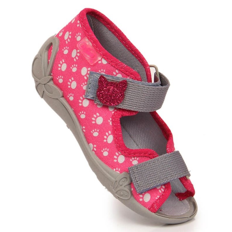 Ciabatte in velcro con slip a gatto su Befado Jr BEF9C rosa 1