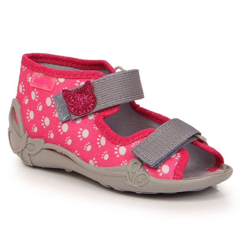 Ciabatte in velcro con slip a gatto su Befado Jr BEF9C rosa 2