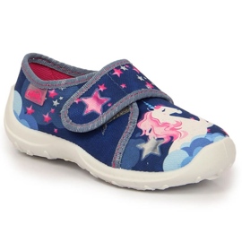 Ciabatte in velcro con unicorno Befado Jr BEF35A blu navy 2