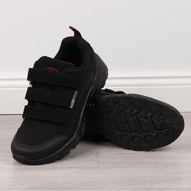 American Club W AM838A Scarpe da trekking con velcro nero-rosso 1