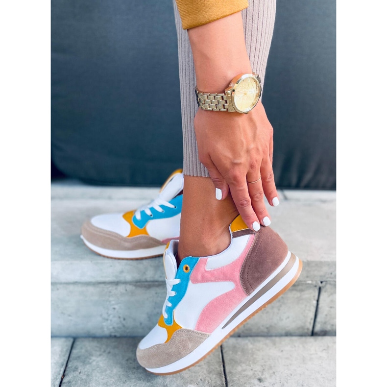 Scarpe sportive da donna Pokki Khaki bianca cachi rosa giallo 1