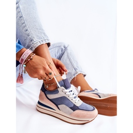 PS1 Scarpe Sportive da Donna in Pelle Scamosciata Blu-Grigio Elisse rosa 1