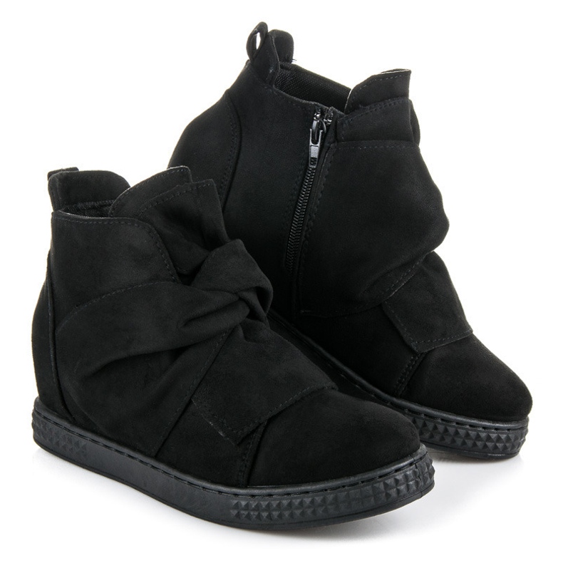 Bella Star Sneakers sportive con zeppa in camoscio nero 1