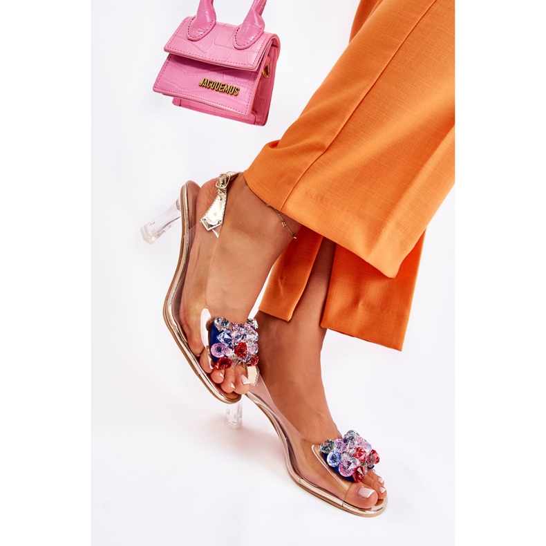 S.Barski Sandali Eleganti Con Cristalli Lanette Dorati multicolore d'oro 2