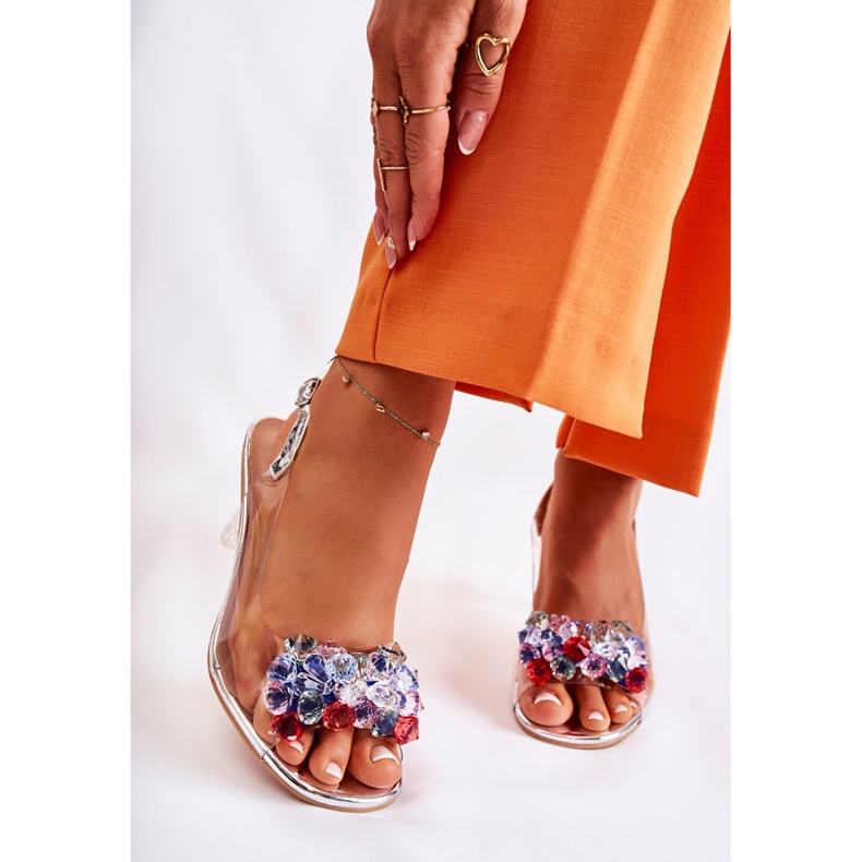 S.Barski Sandali Eleganti Con Cristalli Lanette Argento multicolore 1