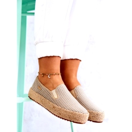 Sneakers Intrecciate Da Donna Slip On Big Star JJ274394 Beige d'oro 3