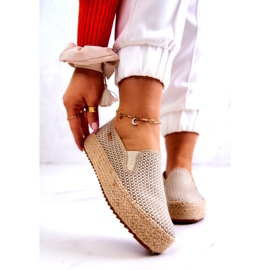 Sneakers Intrecciate Da Donna Slip On Big Star JJ274394 Beige d'oro 1