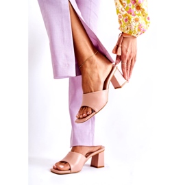 Infradito classiche in pelle rosa nude con tacco alto 2