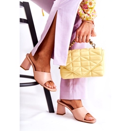 Infradito classiche in pelle rosa nude con tacco alto 4