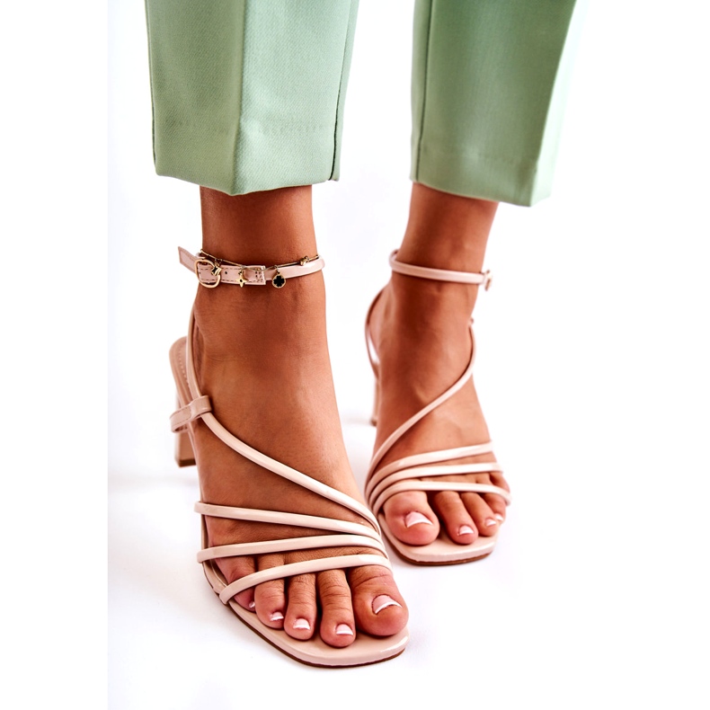 WS1 Sandali Laccati Classici Su Tacchi Alti Beige Milani 4