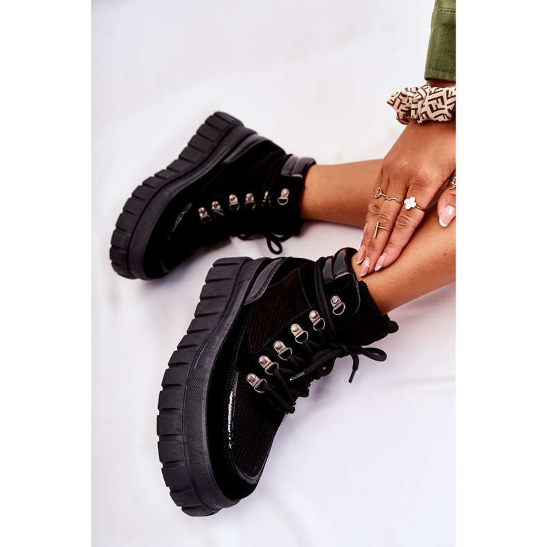 FB3 Stivali da donna alla moda sulla magnifica piattaforma nera nero 1