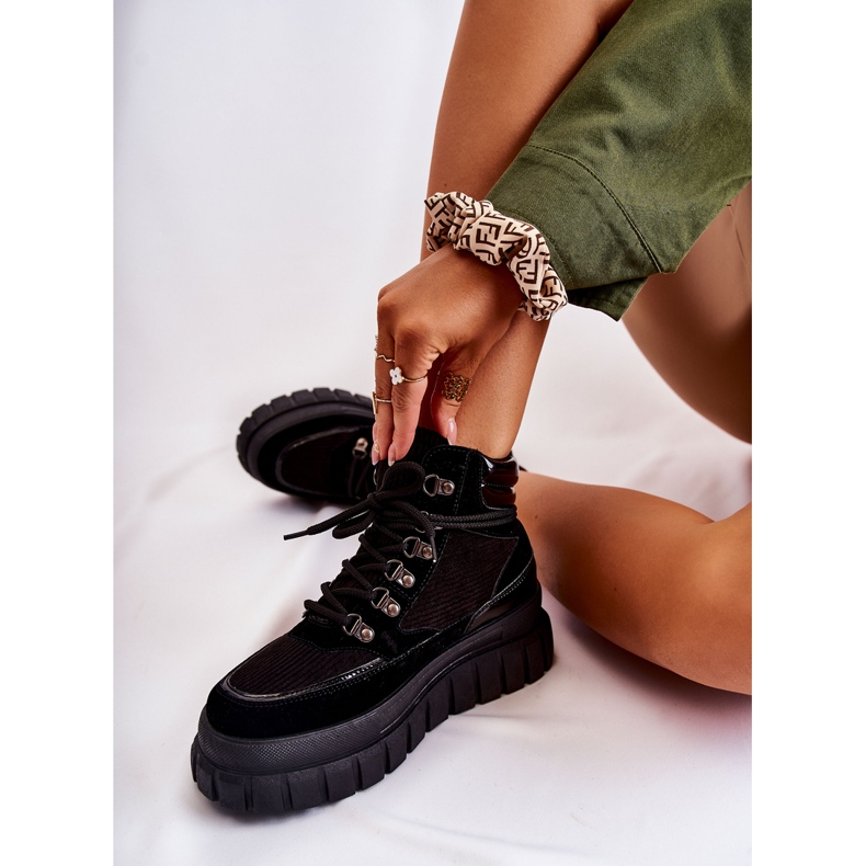 FB3 Stivali da donna alla moda sulla magnifica piattaforma nera nero 2