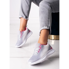 Sneakers sportive da donna Shelovet con lacci bianche e grigie bianco grigio 1