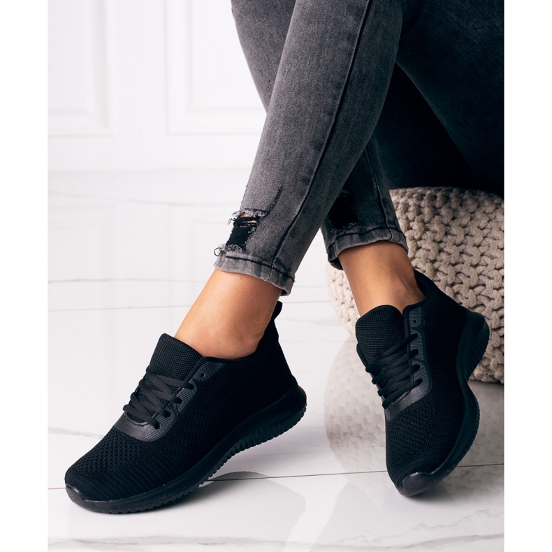 Sneakers nere da donna con lacci Shelovet nero 1