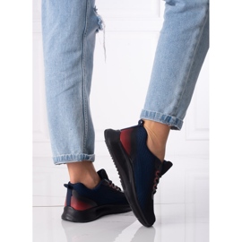 Sneakers sportive da donna Shelovet stringate blu navy e nere nero 1