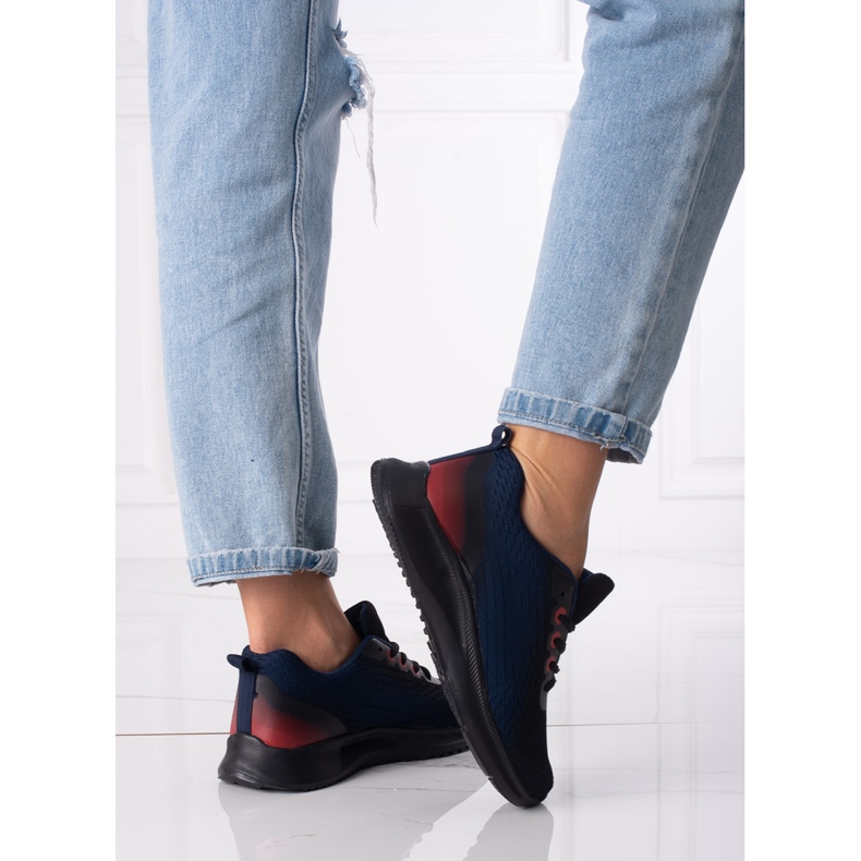 Sneakers sportive da donna Shelovet stringate blu navy e nere nero 1