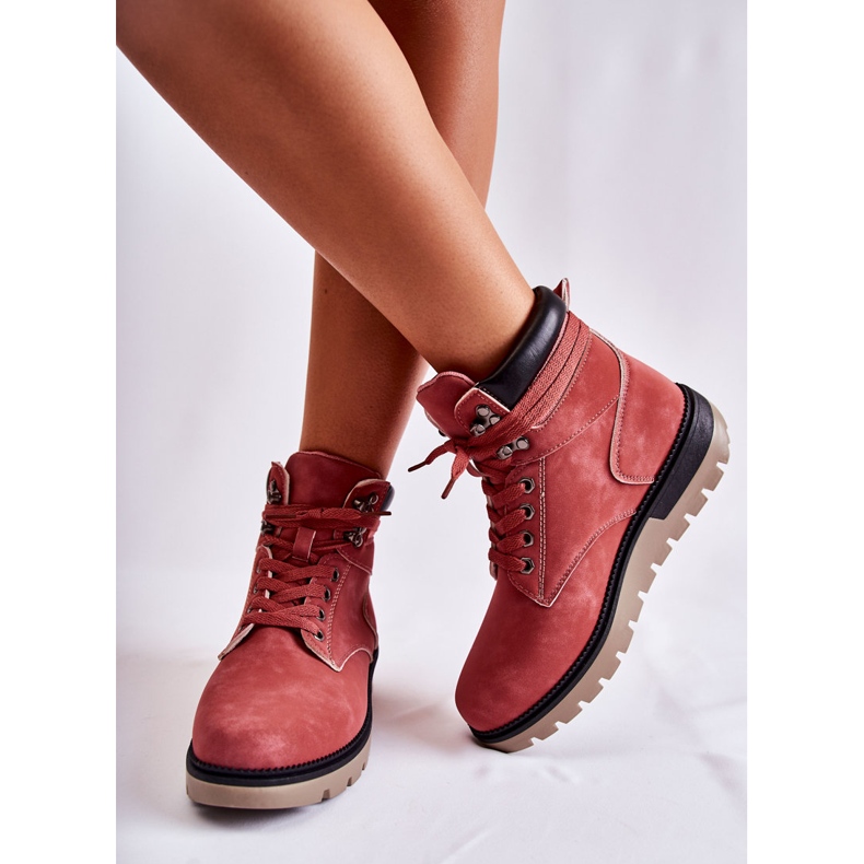 Stivaletti In Pelle Sulla Piattaforma Ressa Rossa rosso 1