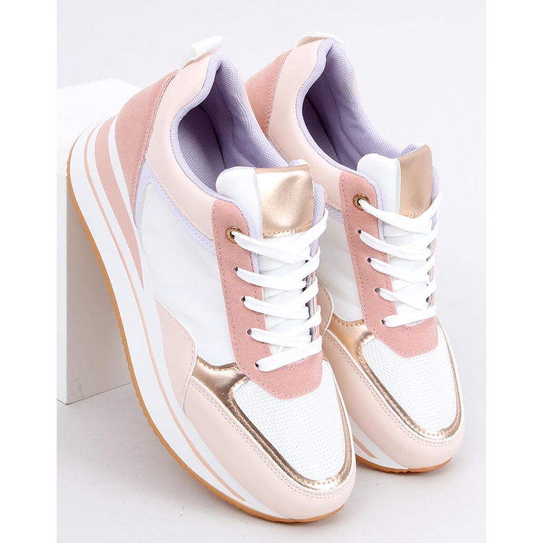 Scarpe sportive con zeppa Bahar Pink bianca rosa 2