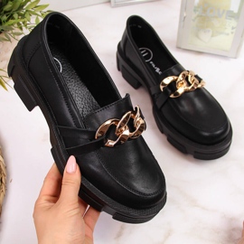 Scarpa da donna in pelle nera con catena Filippo nero 2