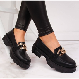 Scarpa da donna in pelle nera con catena Filippo nero 1