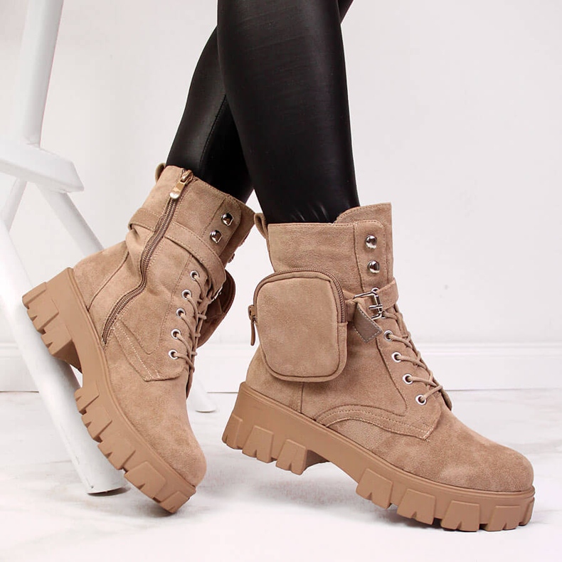 Stivali platform da donna con una tasca, Vinceza beige 1