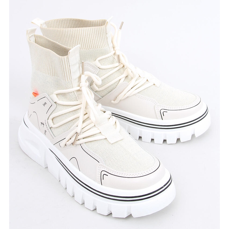 Scarpe sportive a calzino Malin Beige 2