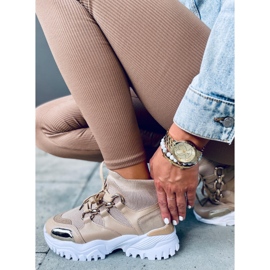 Sneaker alte con calzini Petra Khaki beige 1