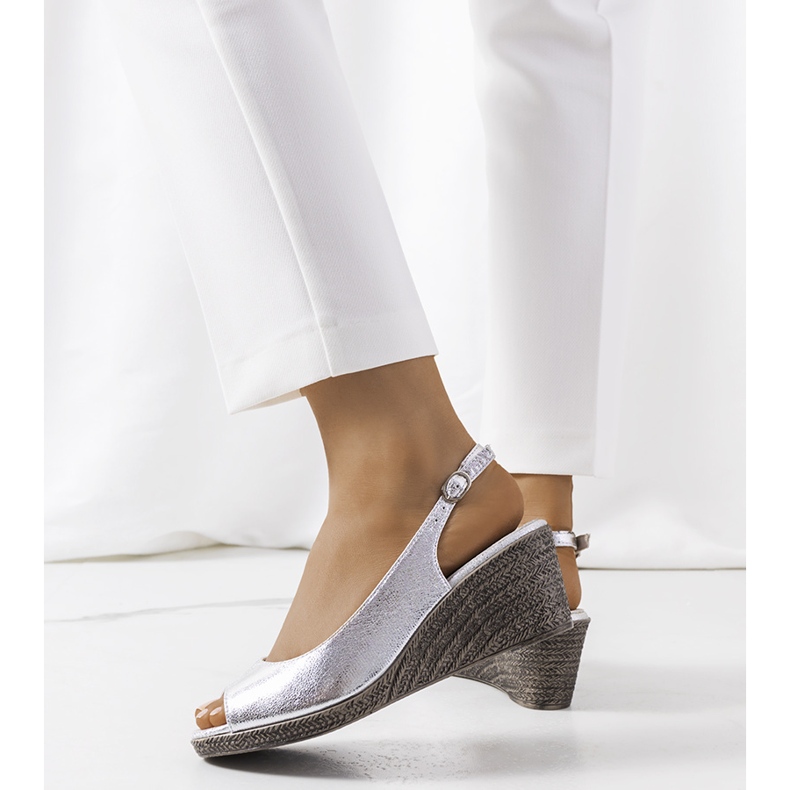 Sandali con zeppa in argento Beldesa d'argento 1