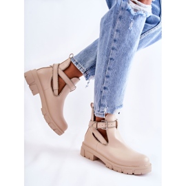 PG1 Stivali da donna in pelle con borchie Beige Clares 2