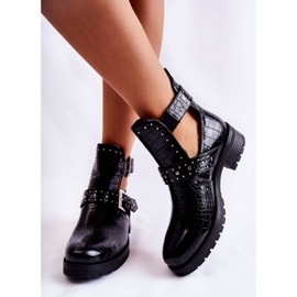 PG1 Stivaletti da donna con intagli neri Santhana nero 2
